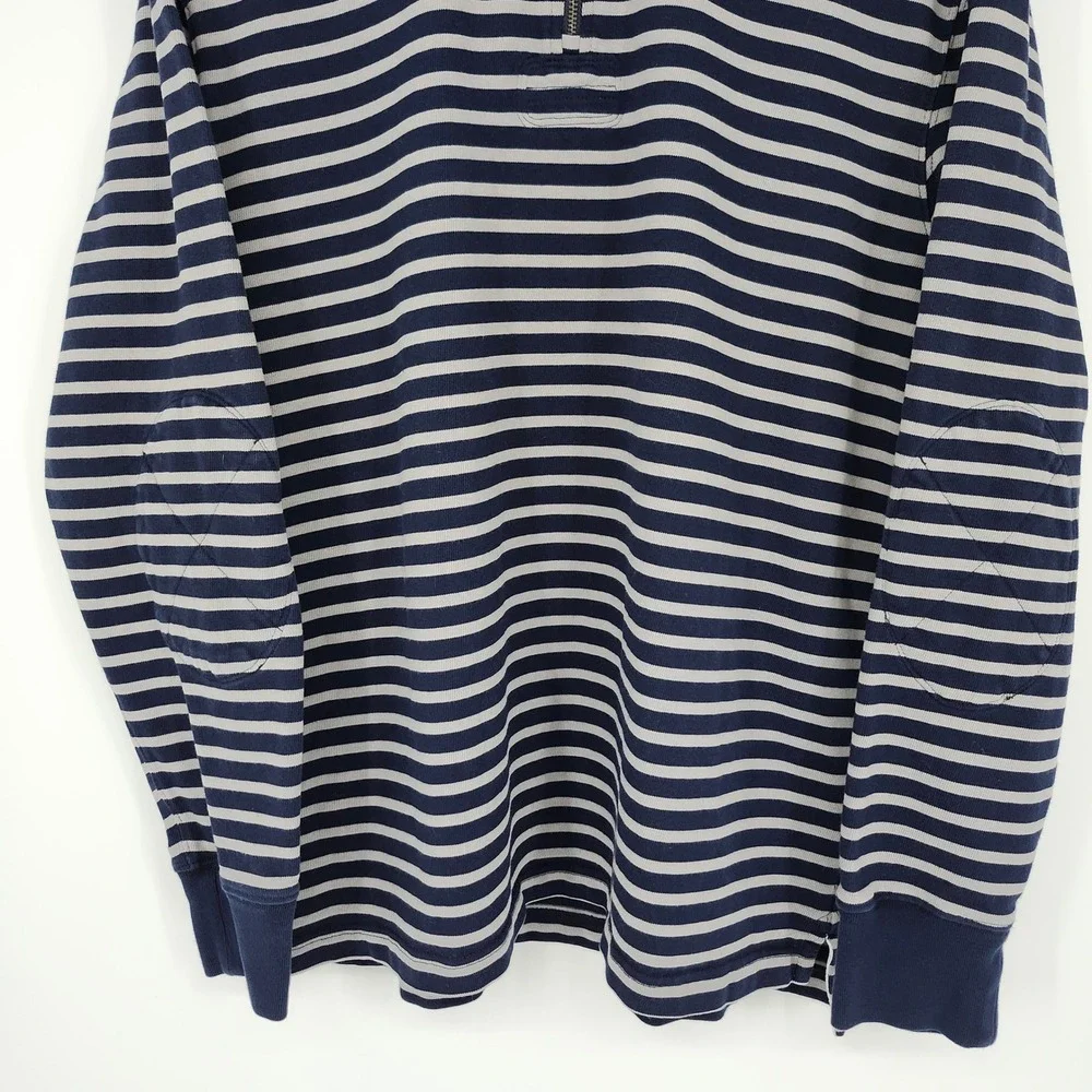 J. Crew Navy and Gray Striped Quarter Zip Up Sweater